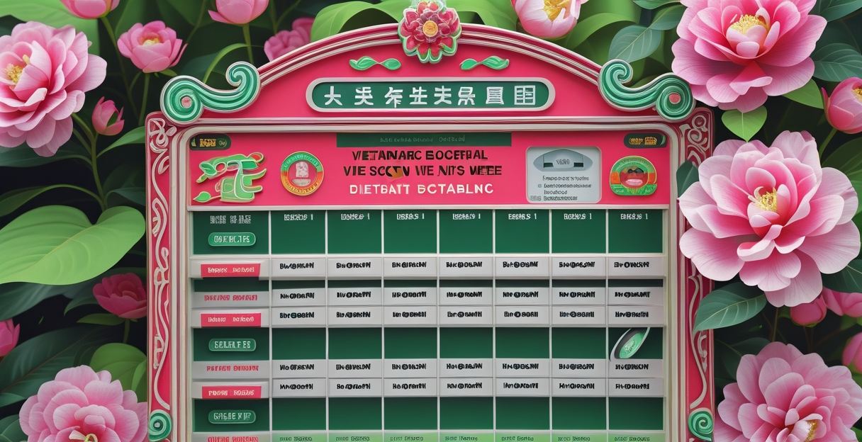Bảng lịch xổ số miền trung các tỉnh từ thứ 2 đến thứ 7 màu lime green coral pink